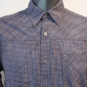 Men's Blue  Button-Up Shirt
